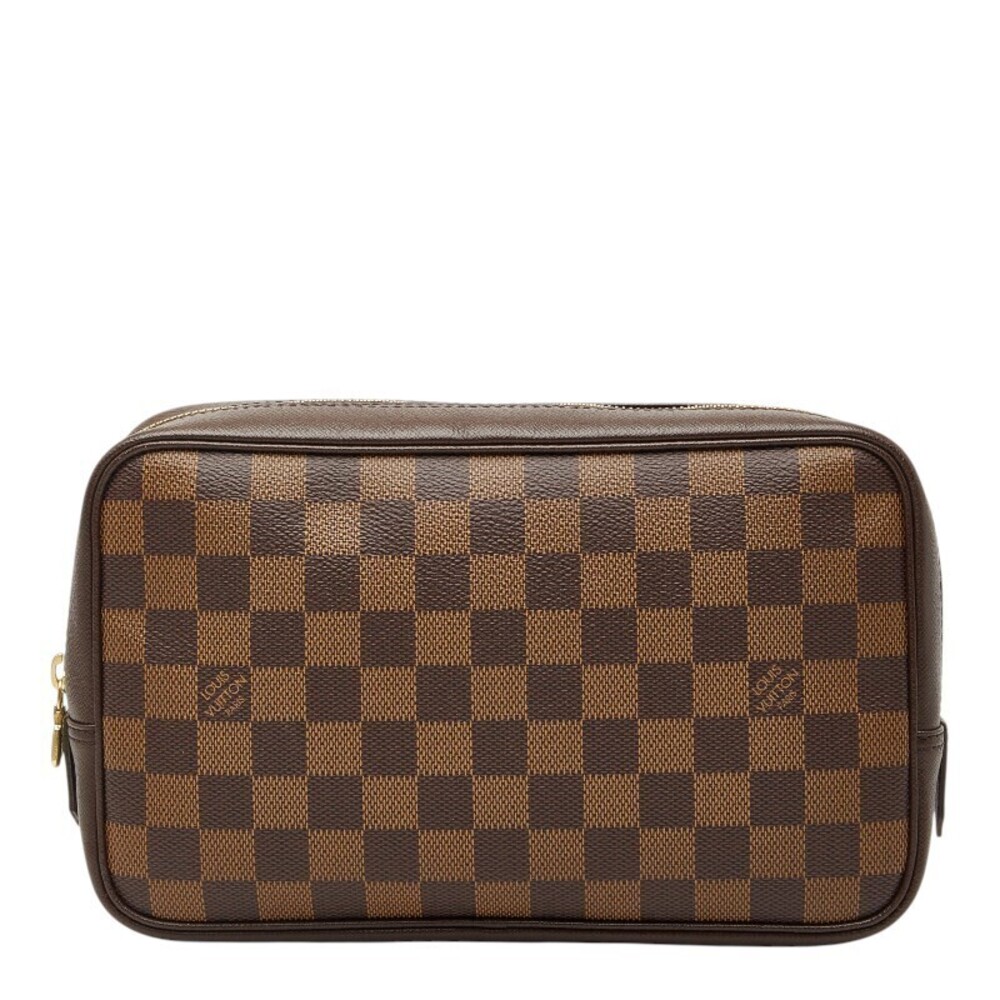 Louis Vuitton Damier Trousse Toilette Cosmetic Pouch Clutch Brown